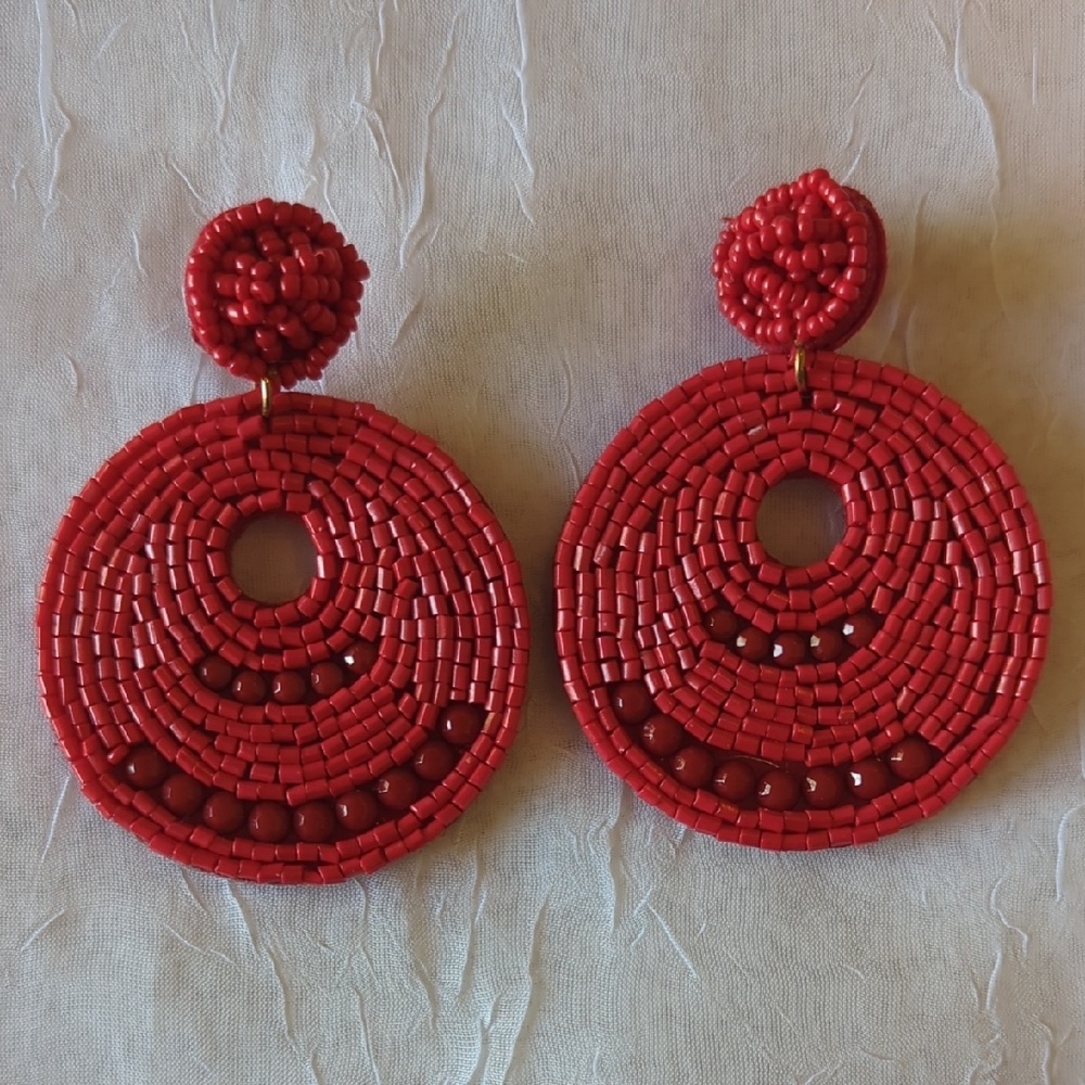 Red Beaded Earrings